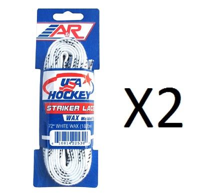 A&R Sports USA Hockey Laces - Waxed Striker Laces - White 72 Inches (2-Pack)
