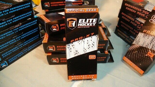 4 NEW Elite Pro X7 Molded Tip Wide Hockey Laces/Gray Spec, White Spec, Pink Spec
