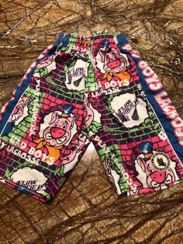 Flow Society Lacrosse Boy’s Sz XS “Bad Boys Lacrosse ” Mesh Shorts ~Blue/Pink~