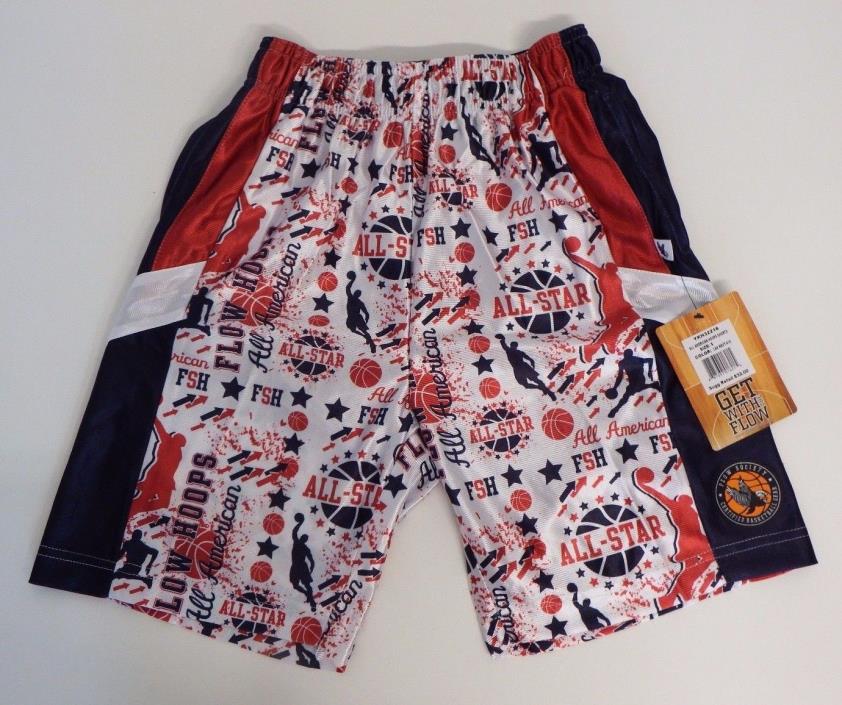 Youth X Small All American Hoops Mesh Athletic Shorts Navy Flow Society