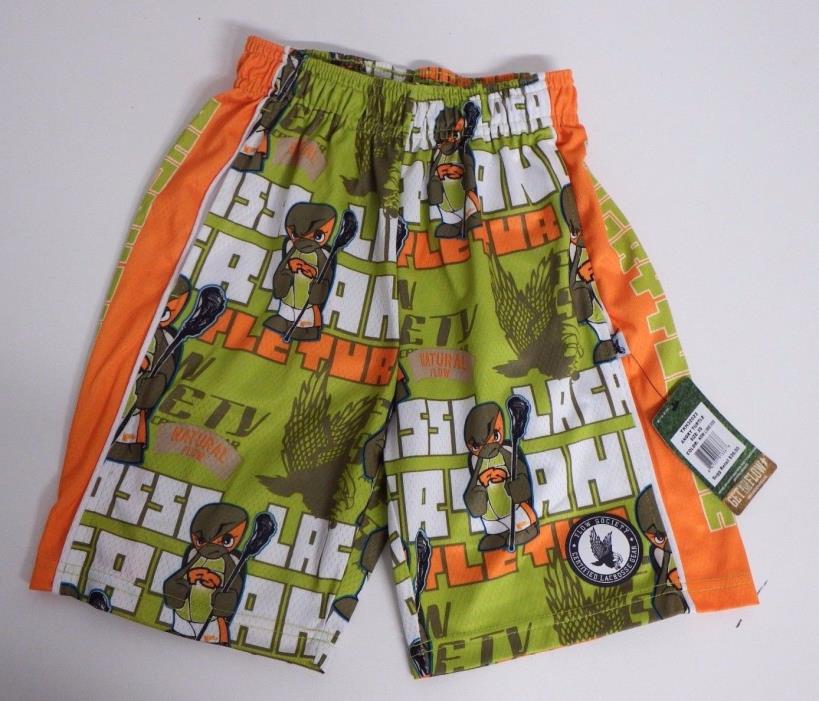 Youth X Small Angry Turtle  Mesh Athletic Shorts Lime Green Flow Society
