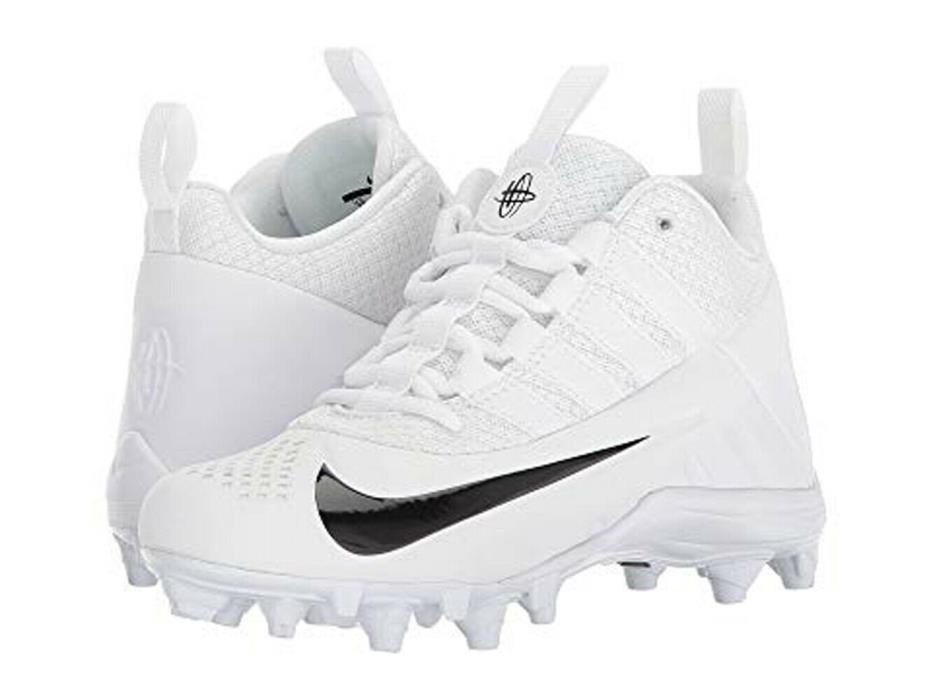 Nike Alpha Huarache 6 BG LAX Lacrosse Cleat Shoes White Black Youth Size 5.5 NEW