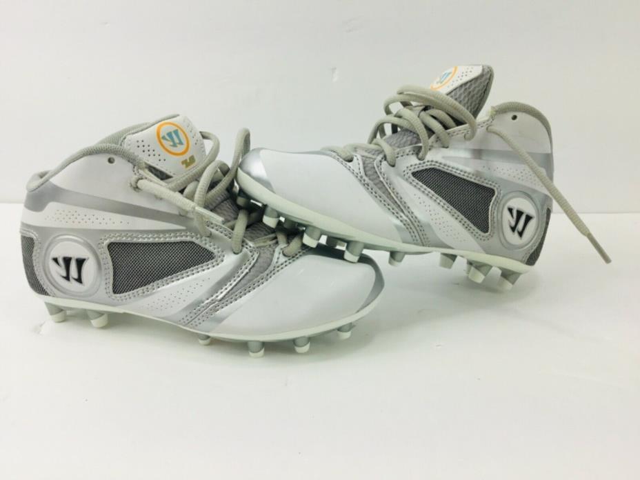 Youth Warrior Lacrosse Burn 7.0 Cleats Youth White/Grey Sz 2.5 Y Kids FREE SHIP