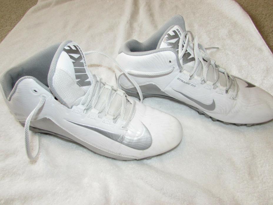Nike Men’s Speedlax 5 Lacrosse Cleats White/Silver 807143-100 Size 10 Pre-owned