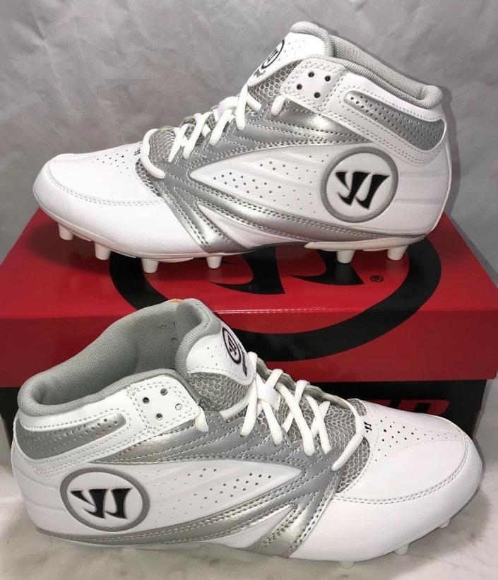 Warrior Mens Size 9.5 Second Degree 3.0 Lacrosse Lax Cleats White Silver