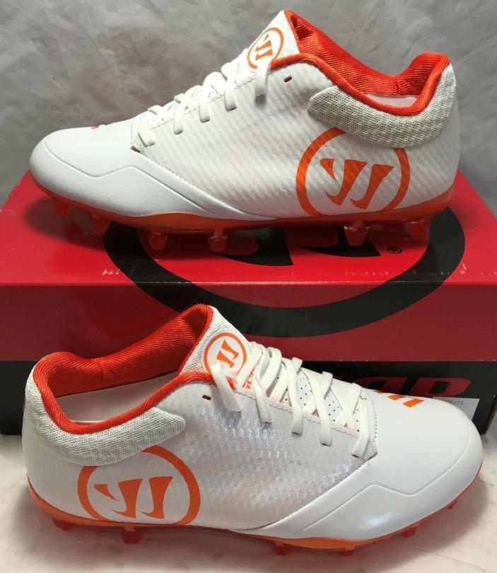 Warrior Mens Size 9 Burn 9.0 Lacrosse Lax Cleats White Orange Low New