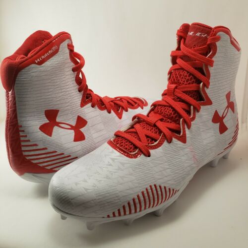 Under Armour Women's Lax Highlight MC Lacrosse Shoe, White (161)/Red, Size 8.5
