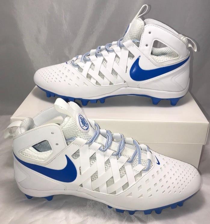 Nike Mens Size 12 Air Huarache Football Lacrosse Cleats White Royal Blue $100