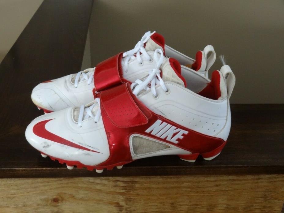 Used Nike Huarache ll Mens 11.5 White/Red Lacrosse Cleat 469730-160