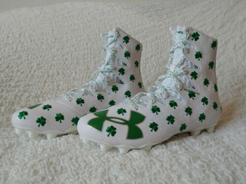 NEW Under Armour Lacrosse Cleats Clover LUCKY ST PATRICK GREEN WHITE 9.5