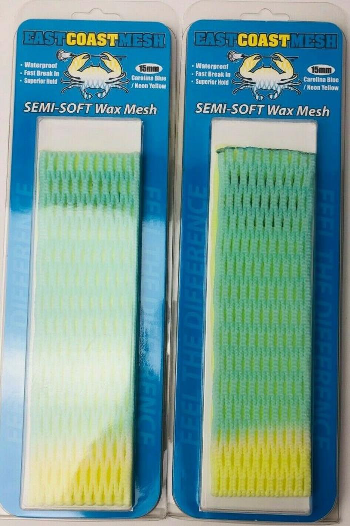 EAST COAST MESH Semi Soft Wax Mesh 15mm Carolina Blue / Neon Yellow Lacrosse