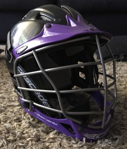 Cascade CPVS Black Purple Lacrosse Helmet  M/L-R Adjustable SPR Fit Gray Mask