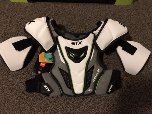 STX Cell III Lacrosse Chest Shoulder Pads Youth Medium New Nwt Lax w Heart Guard