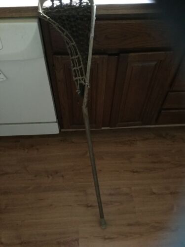 Vintage Antique 44 Inch Long Wooden Lacrosse Stick With Leather Webbing