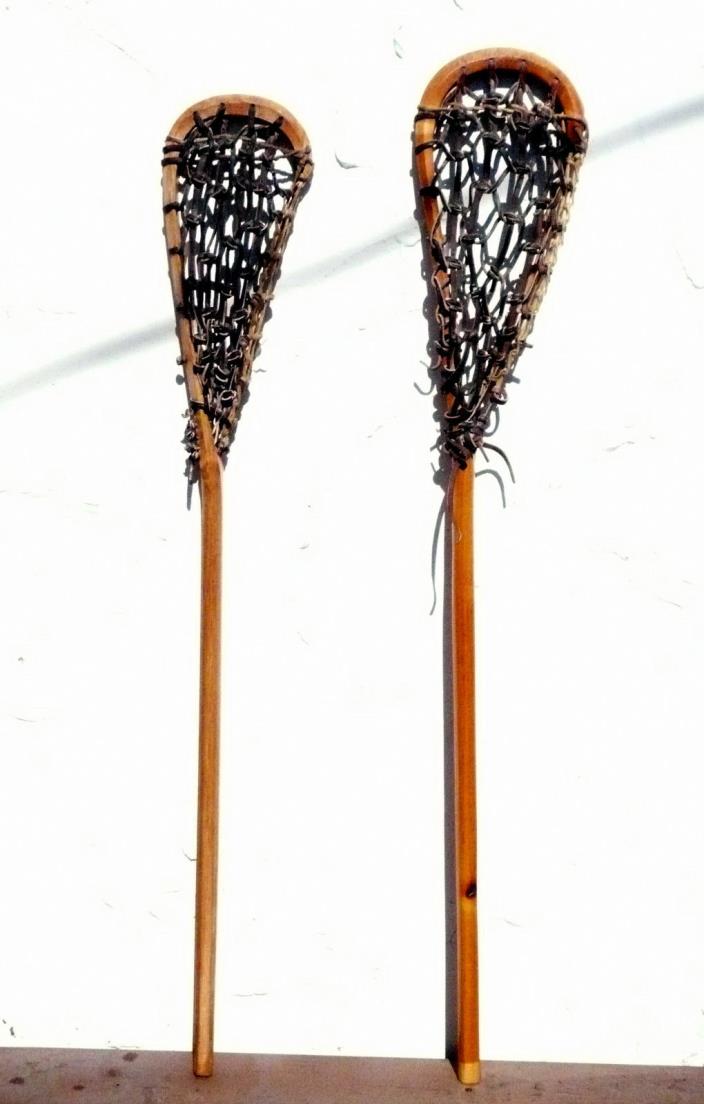 NICE Set of  2 Antique -Vintage Mohawk Indian Made Lacrosse Sticks 