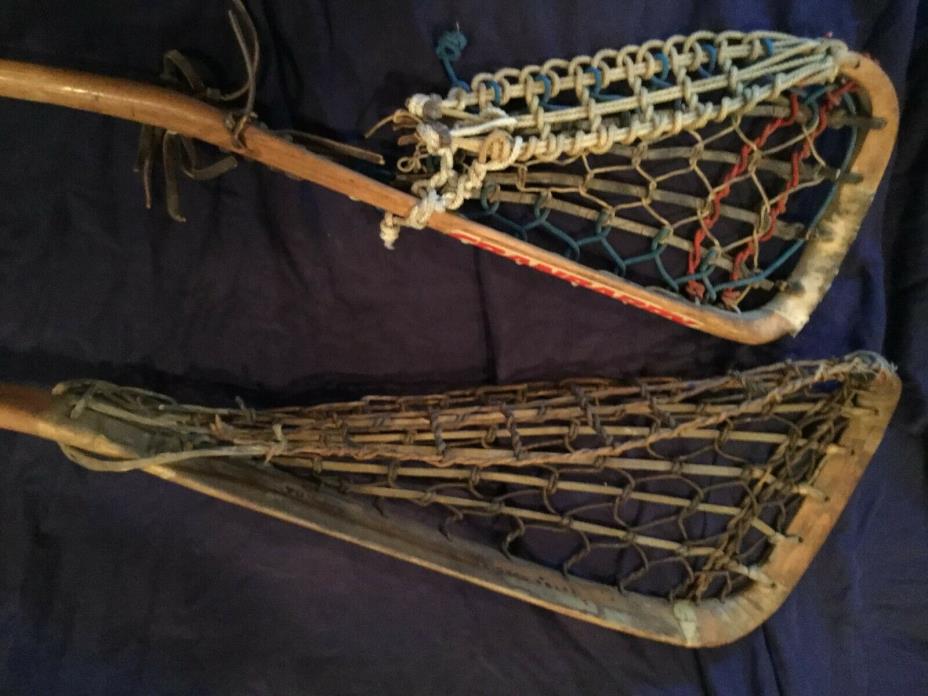 Vintage Wooden Lacrosse Sticks Set of 2 Spaulding Cranbarry