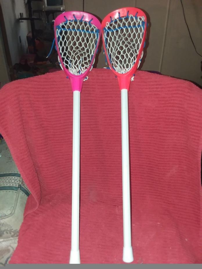 Pair of Brine Toss Mini Lacrosse Sticks Pink & Orange Apr. 28