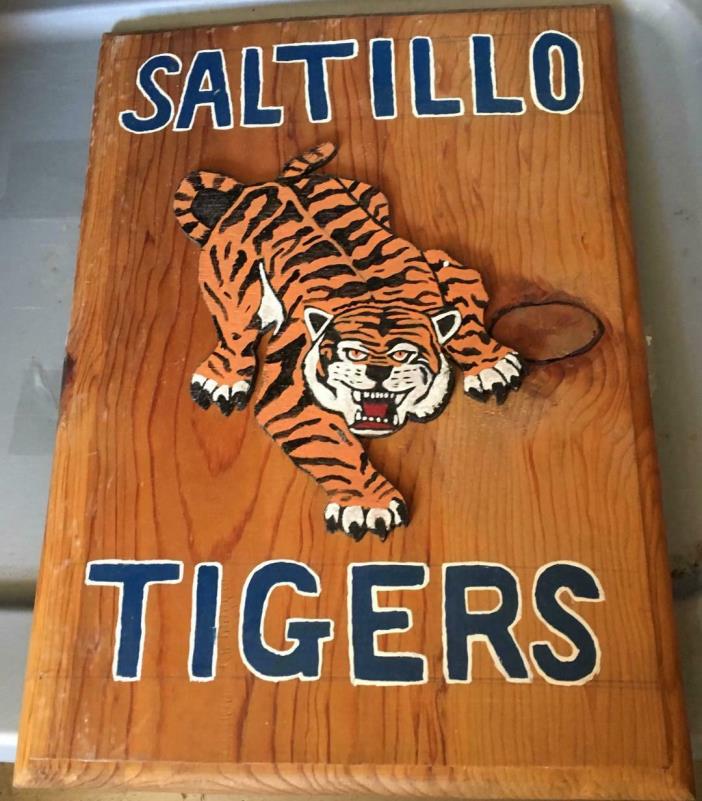 WOODEN HANGING MASCOT TIGER.....SALTILLO..APPROX  15