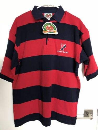 PENN BAND BARBARIAN RUGBY WEAR NWT Short Sleeve Red and Blue Polo Shirt Size XL