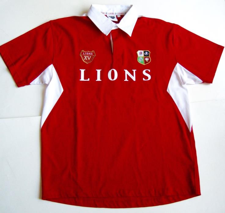Lions Rugby Jersey Mens L British Irish XV Rugby On Tour Red Collared Cotton