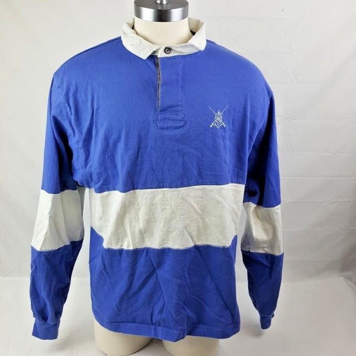 Ruck-It Rugby Wear Mens Long Sleeve Shirt Pullover Size XL Blue White Stripe