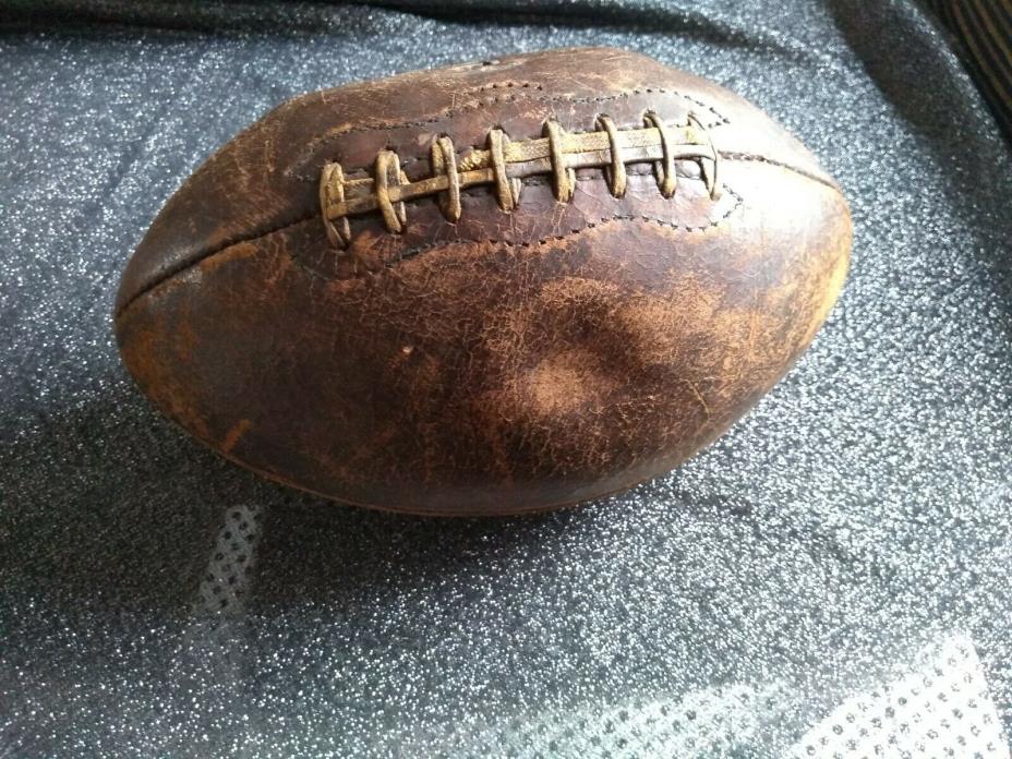 Vintage Antique LEATHER Football / Rugby ball 8 lace 1910s-30s? & shoes 20s?