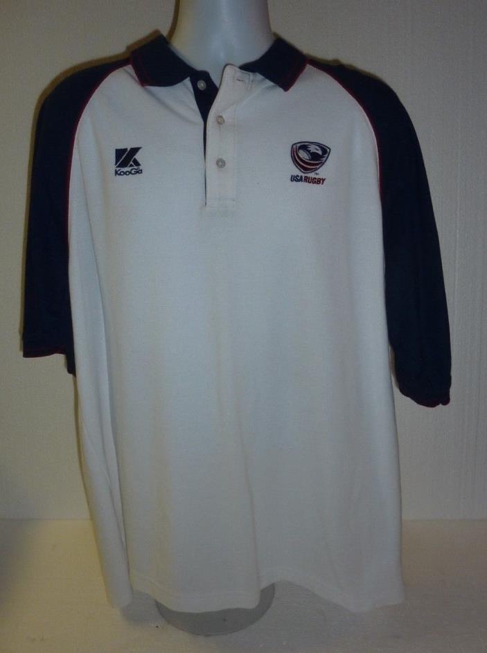 Kooga USA Rugby White & Blue Polo Shirt XXL