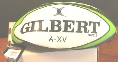 NEW Gilbert Rugby Ball Training Size 5   White with Green Trim  A -XV