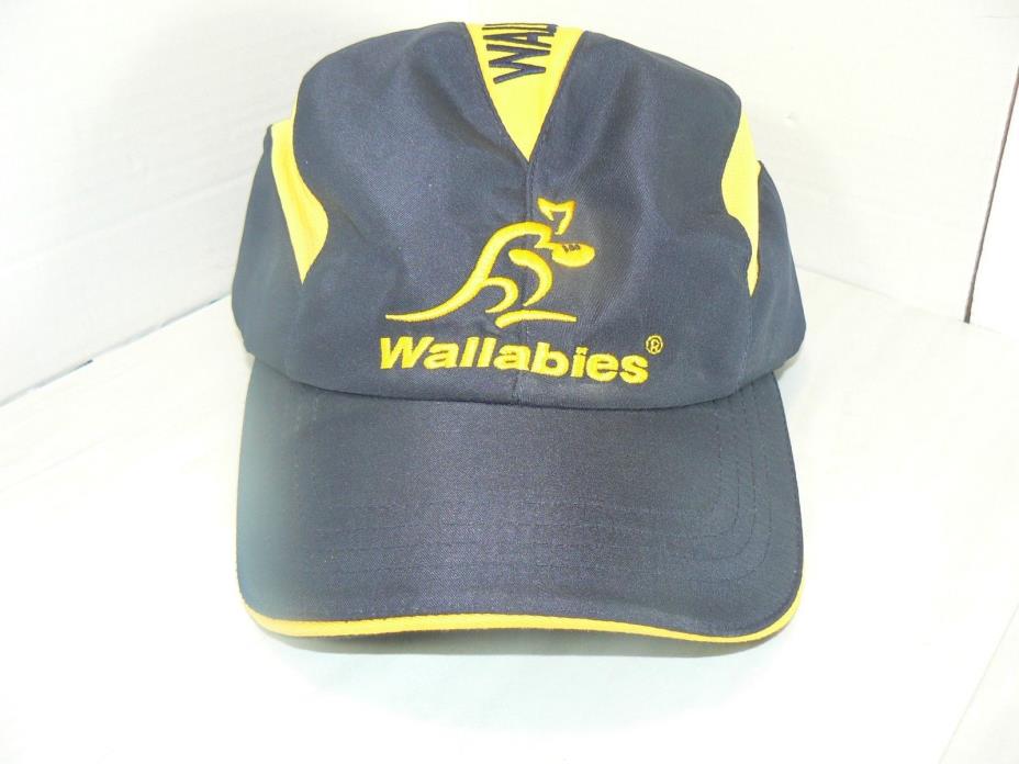GUC WALLABIES Cap Hat Fleece Lined Australia Gabba 2001 Spotlight Yellow Blue