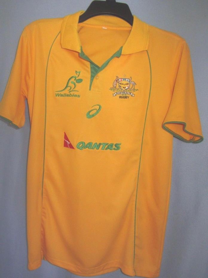 Austrailia Rugby Wallabies jersey shirt sz M sewn logos (fits smaller) Qantas