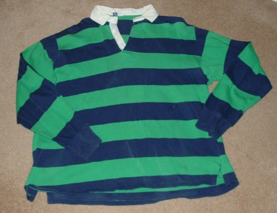 Vintage RUGBY JERSEY Polo-Mates XL   Navy & Kelly Green  White Collar