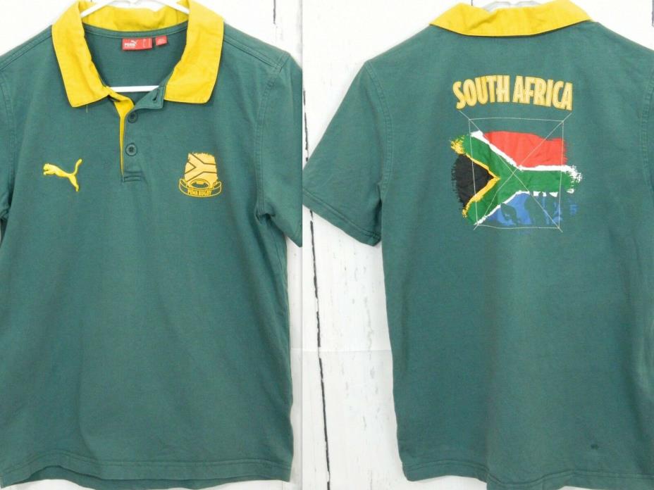 Puma South Africa Rugby POLO SHIRT Green Yellow Small S Mens