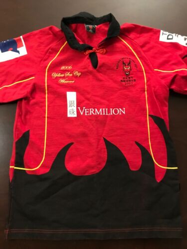 2007 Beijing Devils Rugby Yellow Sea Cup Winners Red Jersey Polo Size L