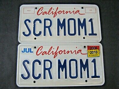Set of California Personalized Vanity License Plates 