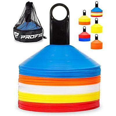 Training Cones Pro Disc (Set Of 50) - Agility Soccer With Carry Bag And Holder