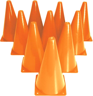 Orange Agility Sport Training Drill Cones 9 Inch - Set of 10 - Course Markers