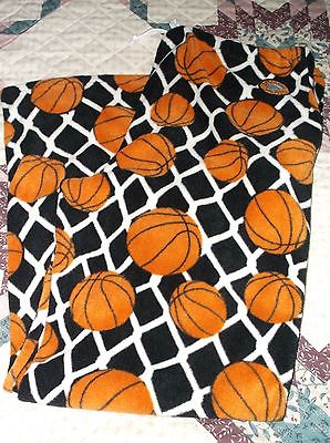 New Grandma Pants Fleece Black Orange Basketball Lounge Pajama Bottoms Large L