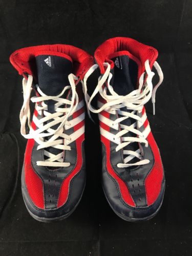 Adidas Mens Wrestling Shoes Red White And Blue Size 7.5 Great Condition [6.5]