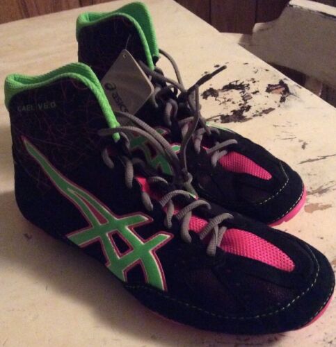 Asics Cael V6.0 Wrestling Shoes - Black Green Pink Size 10 NWB