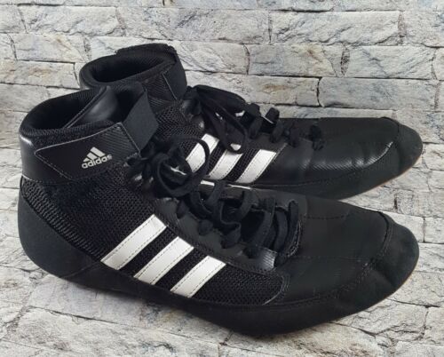 Adidas Men's Black/White Leather Lac-Up Athletic Wrestling Boxing Shoes Size 12