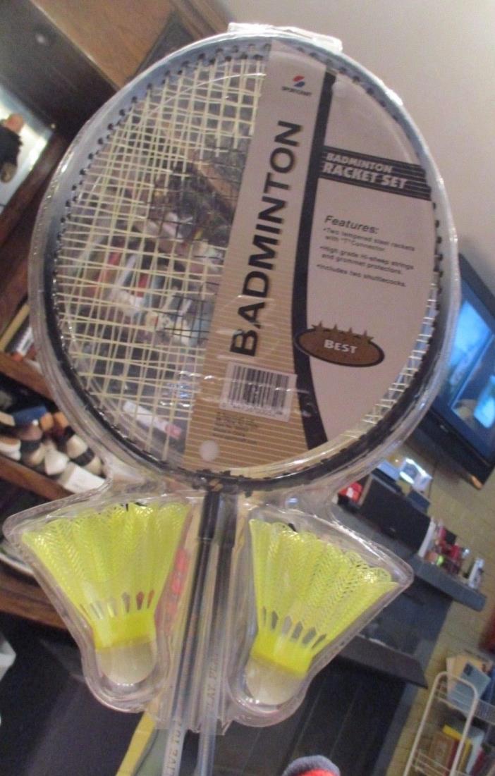 NWT Badminton Racket Set 2 Rackets & Birdies Soft Grip Handles SPORTS-CRAFT