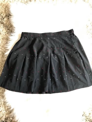 Women’s Love Fourty 0/40 Tennis Skirt Black White Red Dots Embroidered XL