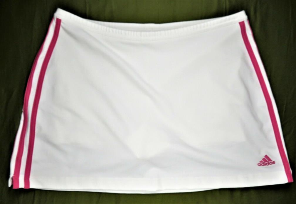 Adidas Womens Tennis Skirt Shorts Skort L White/Pink ClimaLite Three Stripe Mint