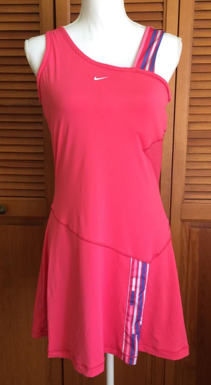 Nike Pickleball Tennis Dress Large Pink Skirt Athletic Sleeveless Asymmetrical
