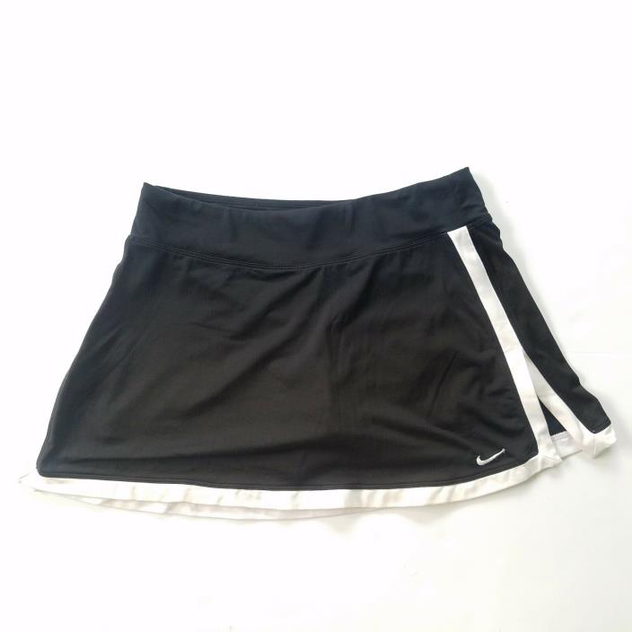 Nike Dri Fit Black White Tennis Skirt Skort Shorts Stretch Gym Athletic Sz Small