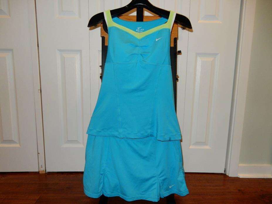 Nike Dri Fit Ladies Turquoise BlueTennis Skort With Matching Top; Size Large