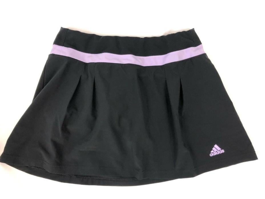 Adidas Tennis Skirt Small Black Purple Ball Pocket Shorts Attached Pleats