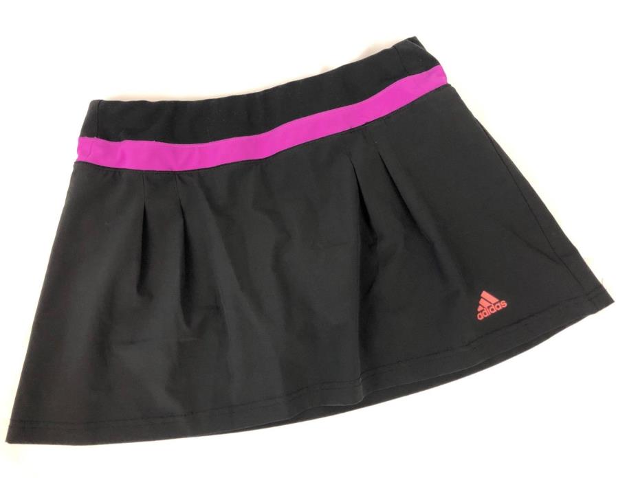 Adidas Tennis Skirt Small Black Purple Ball Pocket Shorts Attached Skort Pleats