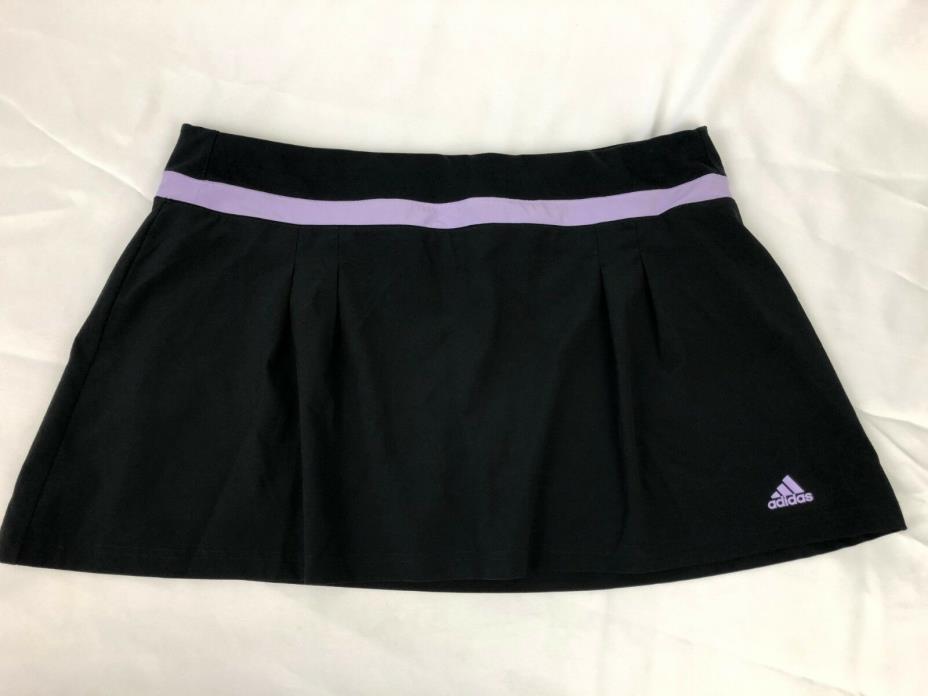 Adidas Tennis Skirt XL Black Purple Ball Pocket Shorts Attached Skort Pleats
