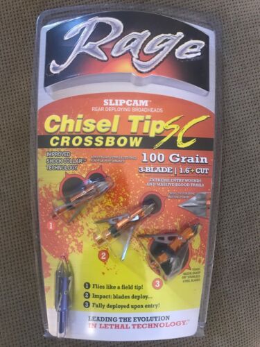 Rage 3 Blade Chisel Tip X Crossbow Broadhead-1.6
